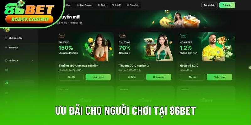 Ưu đãi cho người chơi tại 86bet Ưu đãi cho người chơi tại 86bet